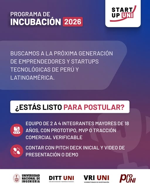 Programa de Incubación Startup UNI 2026